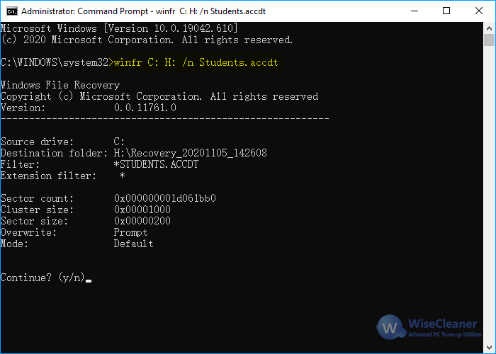 Windows File Recovery - analyze drive