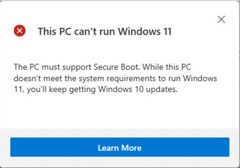 Win 11 Secure Boot error message